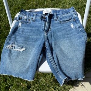 Blue Distressed Denim Shorts